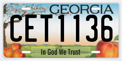 GA license plate CET1136