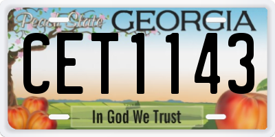 GA license plate CET1143
