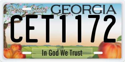 GA license plate CET1172