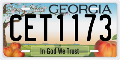 GA license plate CET1173