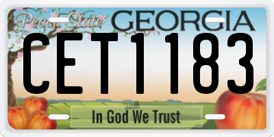 GA license plate CET1183