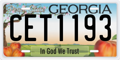 GA license plate CET1193