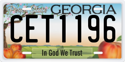 GA license plate CET1196