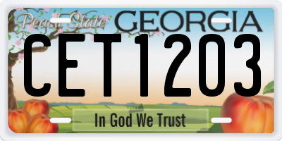 GA license plate CET1203