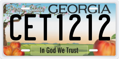 GA license plate CET1212