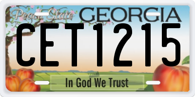 GA license plate CET1215