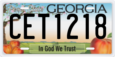 GA license plate CET1218