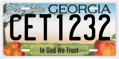 GA license plate CET1232