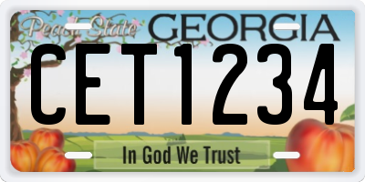 GA license plate CET1234