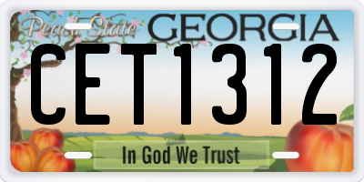 GA license plate CET1312