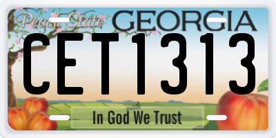 GA license plate CET1313