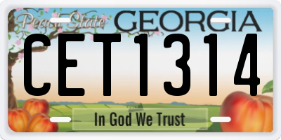GA license plate CET1314