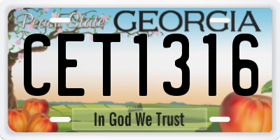 GA license plate CET1316