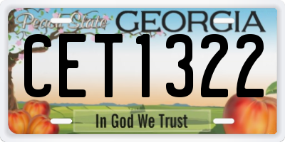 GA license plate CET1322