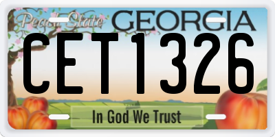 GA license plate CET1326