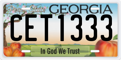 GA license plate CET1333