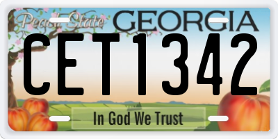 GA license plate CET1342