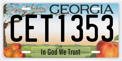 GA license plate CET1353