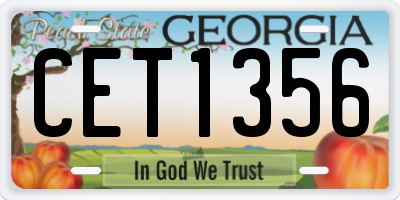 GA license plate CET1356