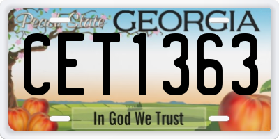 GA license plate CET1363