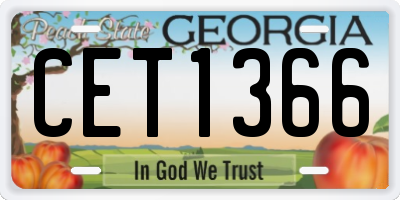 GA license plate CET1366