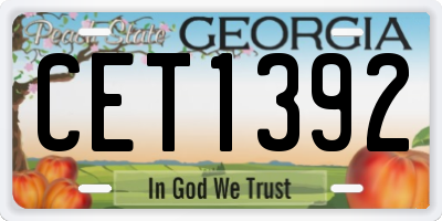 GA license plate CET1392
