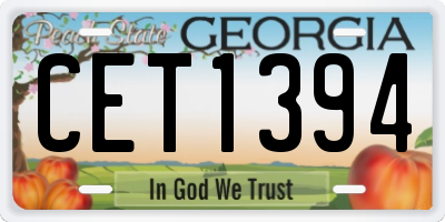 GA license plate CET1394
