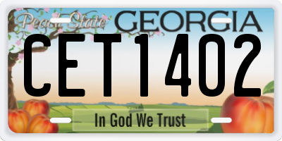 GA license plate CET1402