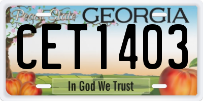 GA license plate CET1403