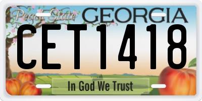 GA license plate CET1418