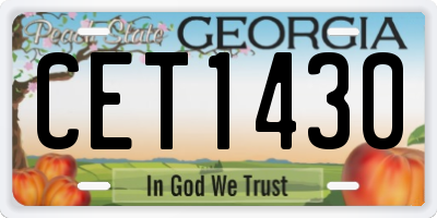 GA license plate CET1430