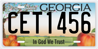 GA license plate CET1456