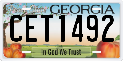 GA license plate CET1492