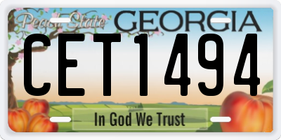 GA license plate CET1494
