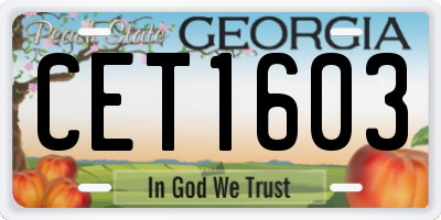 GA license plate CET1603