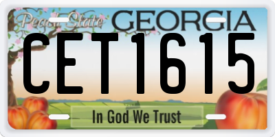 GA license plate CET1615