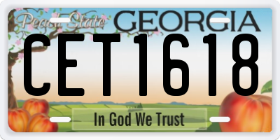 GA license plate CET1618