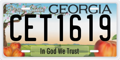 GA license plate CET1619