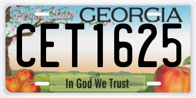 GA license plate CET1625