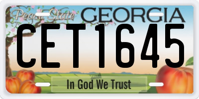 GA license plate CET1645