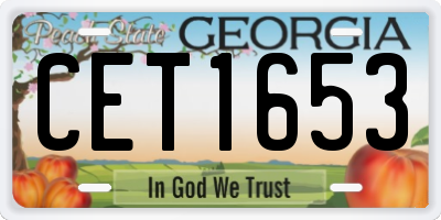 GA license plate CET1653