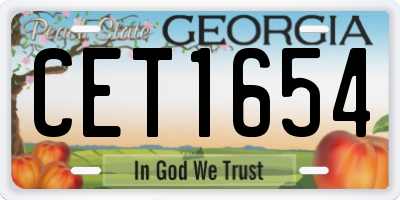 GA license plate CET1654