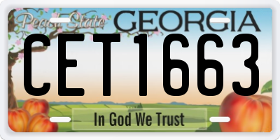 GA license plate CET1663