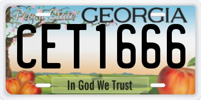 GA license plate CET1666