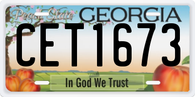 GA license plate CET1673