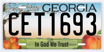 GA license plate CET1693