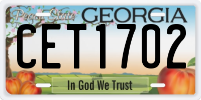 GA license plate CET1702