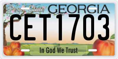 GA license plate CET1703