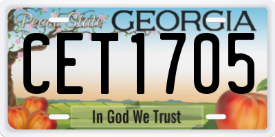 GA license plate CET1705