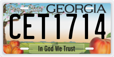 GA license plate CET1714